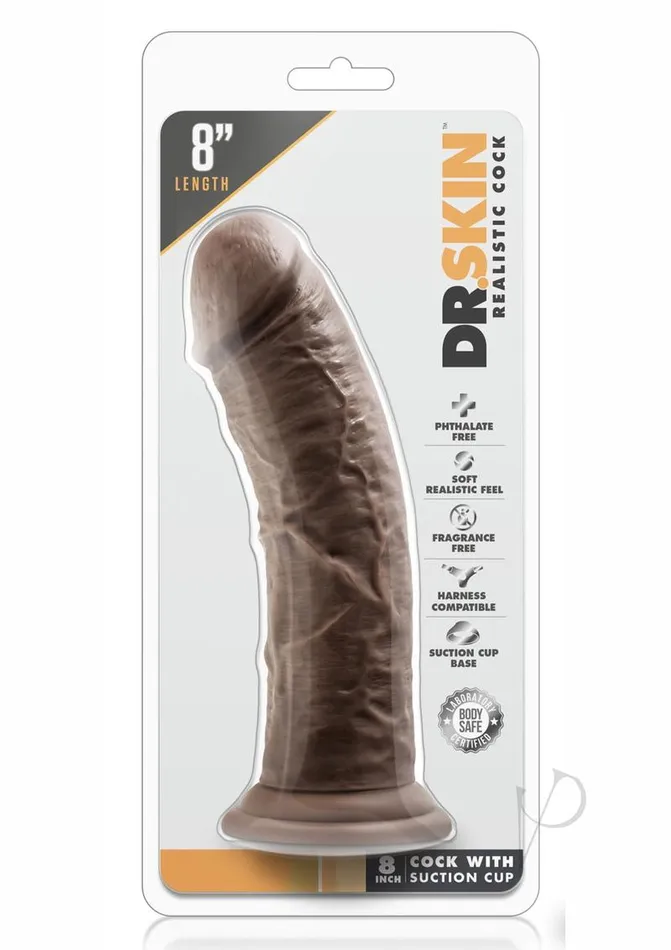 Dr Skin Silver Collection Dildo 8in Chocolate Dr Skin Dildos