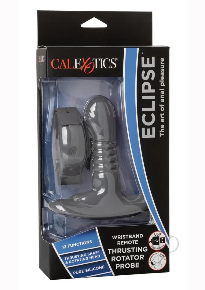 Eclipse Eclipse Silicone Rechargeable Thrusting Rotator Anal Probe with Remote Control Gray Male Sex Toys Eclipse Eclipse Silicone Rechargeable Thrusting Rotator Anal Probe with Remote Control Gray Male Sex Toys