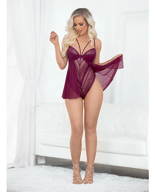 Escante Male Sex Toys European Lace Teddy Babydoll Wine XL Escante Male Sex Toys European Lace Teddy Babydoll Wine XL
