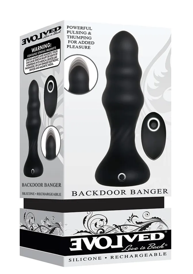 Evolved Female Sex Toys Backdoor Banger Silicone Rechargeable Anal Vibrator with Remote Control Black