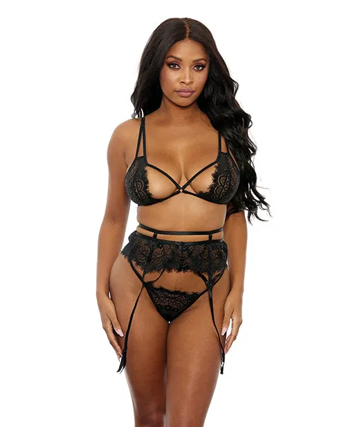 Eyelash Lace Bra High Waist Garter Belt GString Black SM Popsi Lingerie Anal Eyelash Lace Bra High Waist Garter Belt GString Black SM Popsi Lingerie Anal