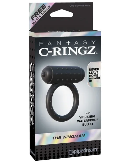 Fantasy CRingz The Wingman Cock Ring with Bullet Black Fantasy C Ringz Male Sex Toys