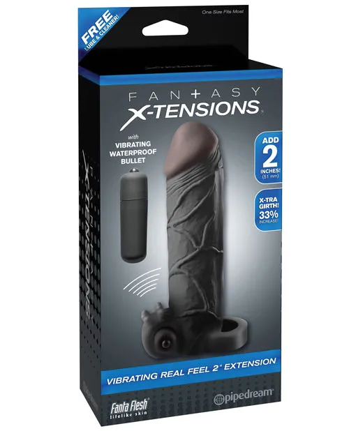 Fantasy X Tensions Male Sex Toys Fantasy XTensions Vibrating Real Feel 2in Extension Sleeve 65in Black