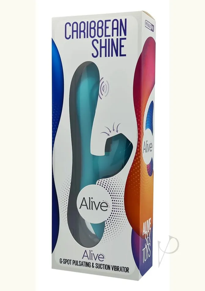 Female Sex Toys Alive Alive Caribbean Shine Rechargeable Silicone Rabbit Vibrator Blue