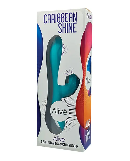 Female Sex Toys Alive Alive Caribbean Shine Rechargeable Silicone Rabbit Vibrator Blue