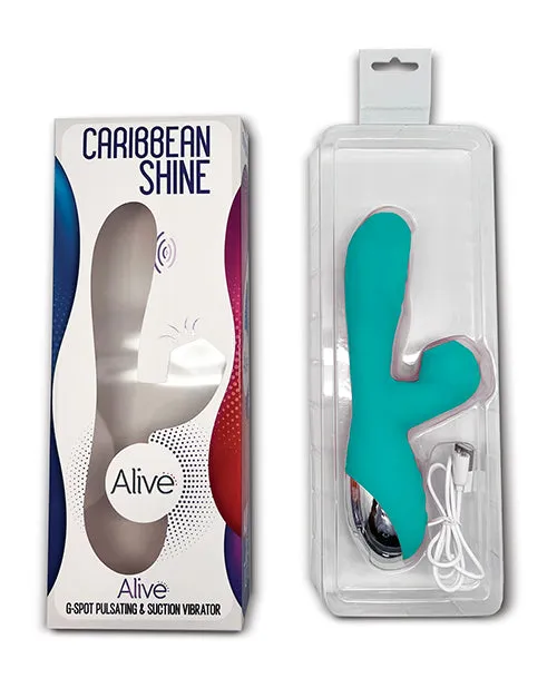 Female Sex Toys Alive Alive Caribbean Shine Rechargeable Silicone Rabbit Vibrator Blue