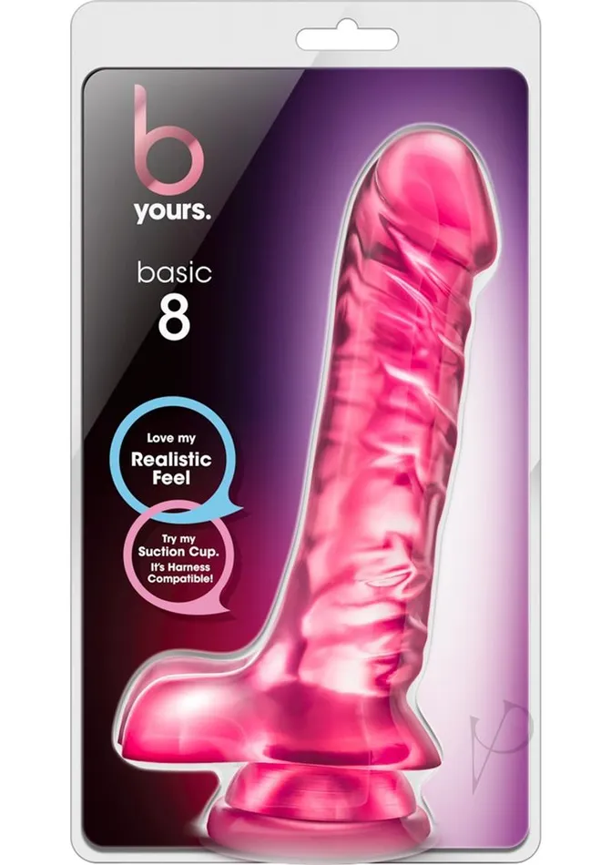 Female Sex Toys B Yours B Yours Basic 8 Dildo with Balls 9in Pink