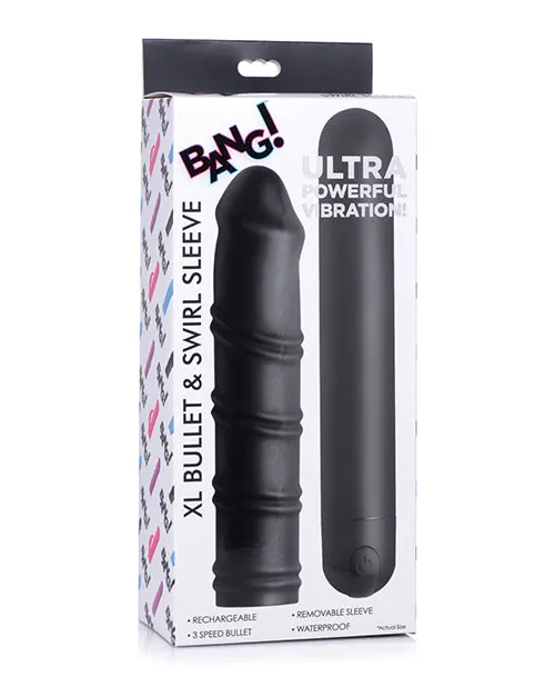 Female Sex Toys Bang XL Bullet Swirl Silicone Sleeve Black Bang Female Sex Toys Bang XL Bullet Swirl Silicone Sleeve Black Bang