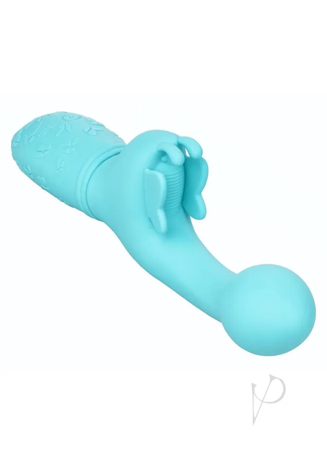 Female Sex Toys Butterfly Kiss Rechargeable Silicone Dual Vibrator Blue Butterfly Kiss
