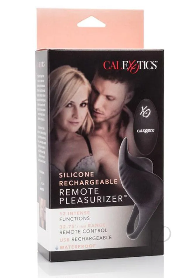 Female Sex Toys Couples Enhancers Silicone USB Rechargeable Pleasurizer Vibrating Couples Ring with Remote Control Black