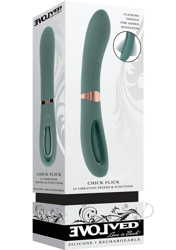 Female Sex Toys Evolved Chick Flick Rechargeable Silicone Dual Vibrator Green Female Sex Toys Evolved Chick Flick Rechargeable Silicone Dual Vibrator Green