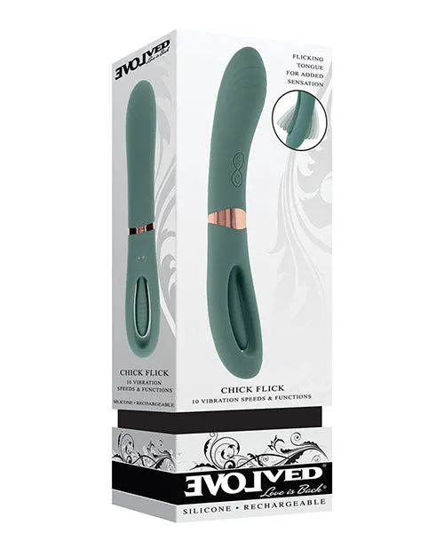Female Sex Toys Evolved Chick Flick Rechargeable Silicone Dual Vibrator Green