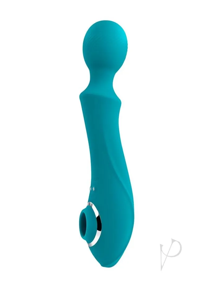 Female Sex Toys Evolved Wanderful Sucker Rechargeable Silicone Bodywand and Clitoral Stimulator Teal