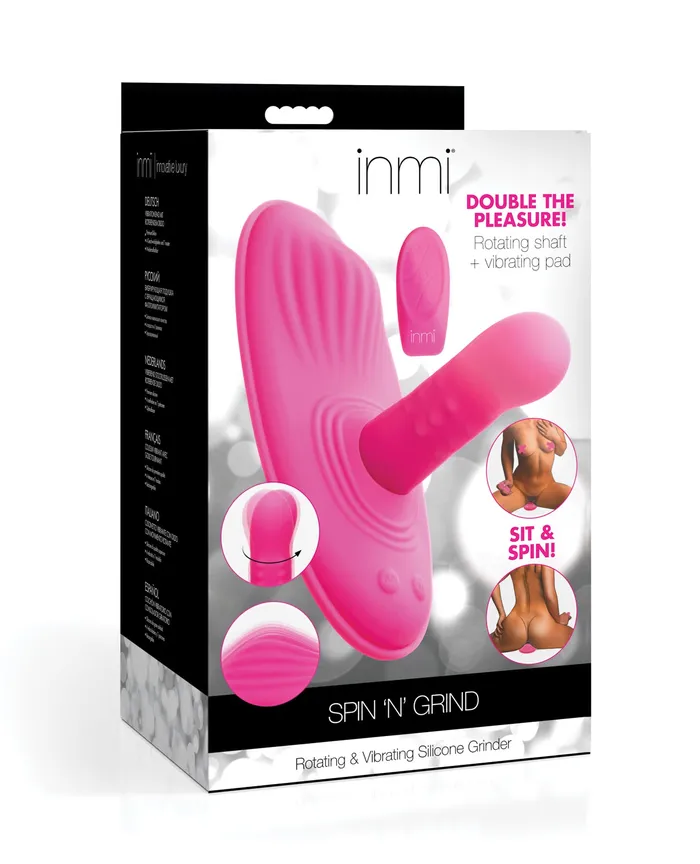 Female Sex Toys Inmi Inmi Spin N Grind Rotating and Vibrating Rechargeable Silicone Grinder Pad with Remote Control Pink