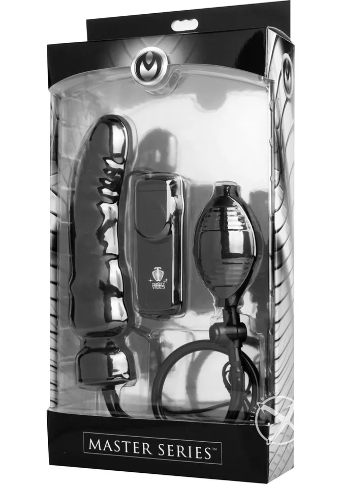Female Sex Toys Master Series Master Series Ravage Vibrating Inflatable 75in Dildo with Wired Remote Control Black