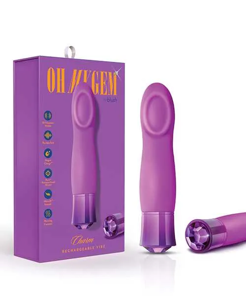Female Sex Toys Oh My Gem Oh My Gem Charm Rechargeable Silicone Vibrator Amethyst Purple