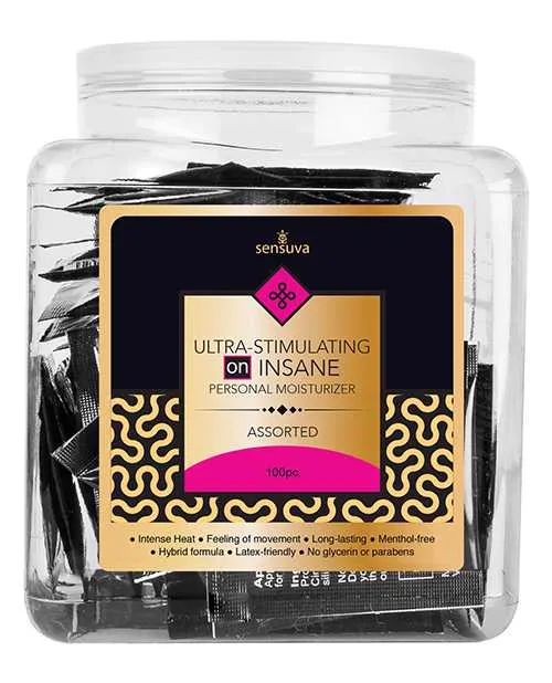 Female Sex Toys ON Insane Ultra Stimulating Personal Moisturizer Tub Asst Single Use Packet Tub of 100 On Female Sex Toys ON Insane Ultra Stimulating Personal Moisturizer Tub Asst Single Use Packet Tub of 100 On