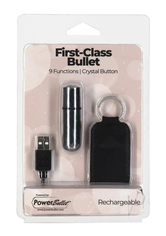 Female Sex Toys Powerbullet PowerBullet First Class Rechargeable Mini Bullet with Crystal Silver Female Sex Toys Powerbullet PowerBullet First Class Rechargeable Mini Bullet with Crystal Silver