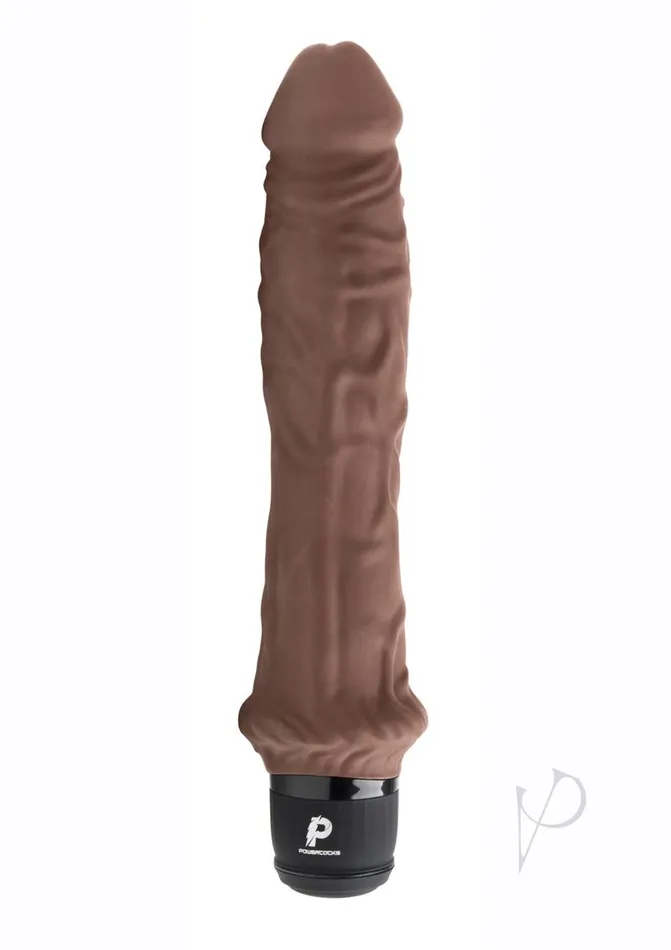 Female Sex Toys Powercocks Powercocks Silicone Rechargeable Girthy Realistic Vibrator 8in Chocolate