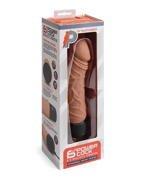 Female Sex Toys Powercocks Silicone Rechargeable Realistic Vibrator 65in Caramel Powercocks