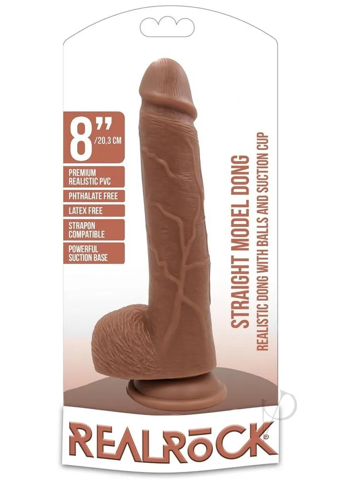 Female Sex Toys Real Rock RealRock Straight Realistic Dildo with Balls and Suction Cup 8In Caramel Female Sex Toys Real Rock RealRock Straight Realistic Dildo with Balls and Suction Cup 8In Caramel