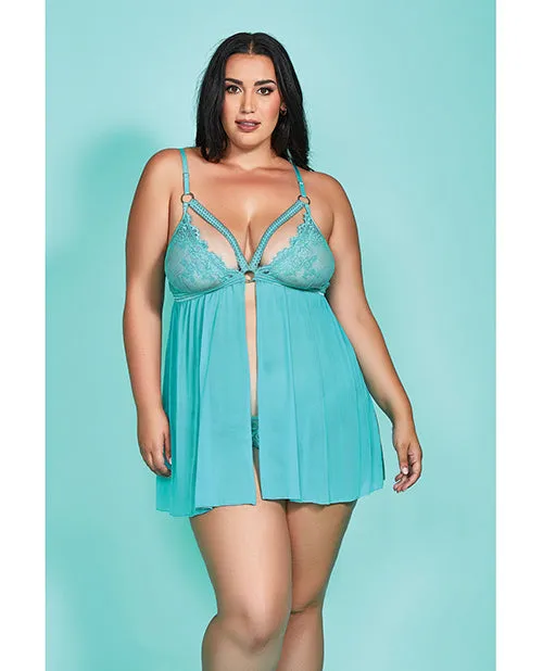 Female Sex Toys Riley Eyelash Lace Soft Cup Babydoll Panty Teal 2X Glitter Female Sex Toys Riley Eyelash Lace Soft Cup Babydoll Panty Teal 2X Glitter