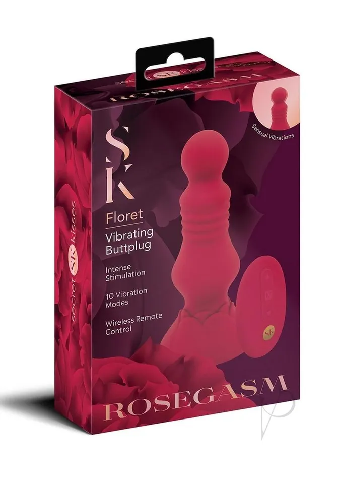 Female Sex Toys Secret Kisses Secret Kisses Rechargeable Silicone Vibrating Floret Buttplug with Remote Control Red Female Sex Toys Secret Kisses Secret Kisses Rechargeable Silicone Vibrating Floret Buttplug with Remote Control Red
