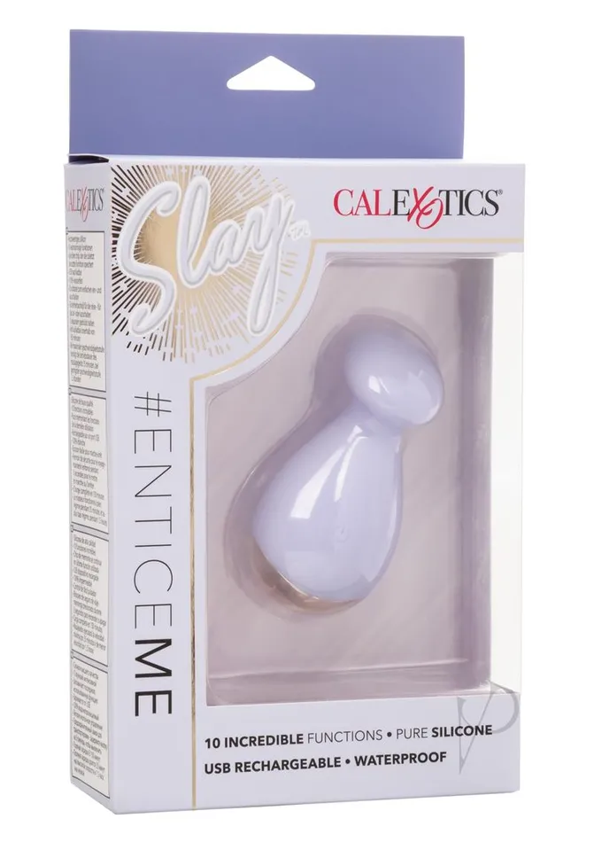 Female Sex Toys Slay Slay EnticeMe Rechargeable Silicone Vibrating Mini Wand Massager Purple