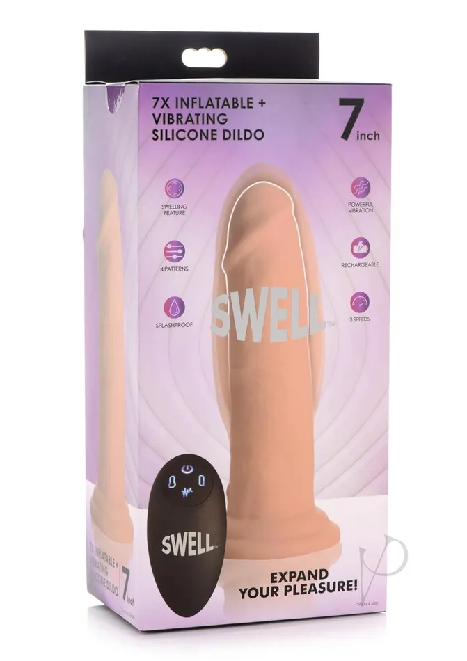 Female Sex Toys Swell 7X Inflatable and Vibrating Silicone Rechargeable Dildo with Remote Control 7in Vanilla Swell Female Sex Toys Swell 7X Inflatable and Vibrating Silicone Rechargeable Dildo with Remote Control 7in Vanilla Swell