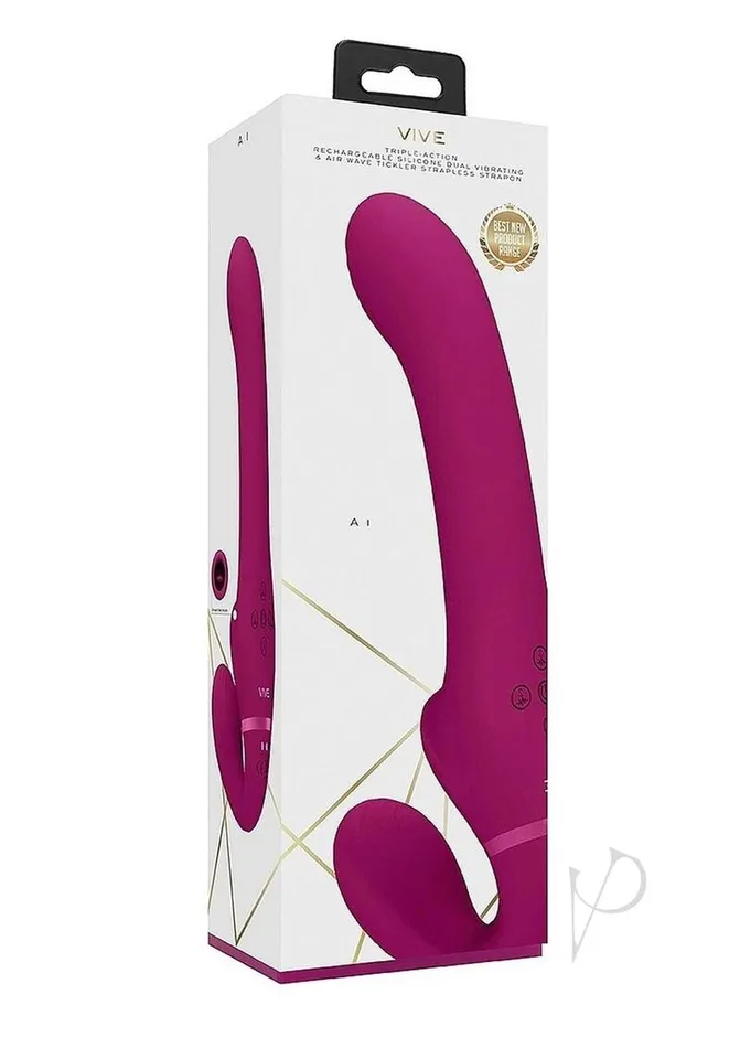 Female Sex Toys Vive AI Rechargeable Silicone Dual Motor Strapless StrapOn Pink Vive By Shots Female Sex Toys Vive AI Rechargeable Silicone Dual Motor Strapless StrapOn Pink Vive By Shots