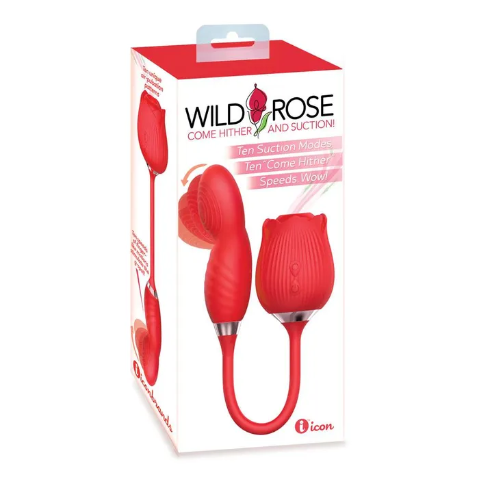 Female Sex Toys Wild Rose Come Hither Suction Vibrator Icon Brands