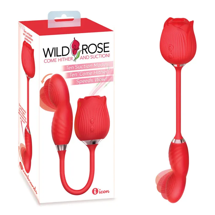 Female Sex Toys Wild Rose Come Hither Suction Vibrator Icon Brands