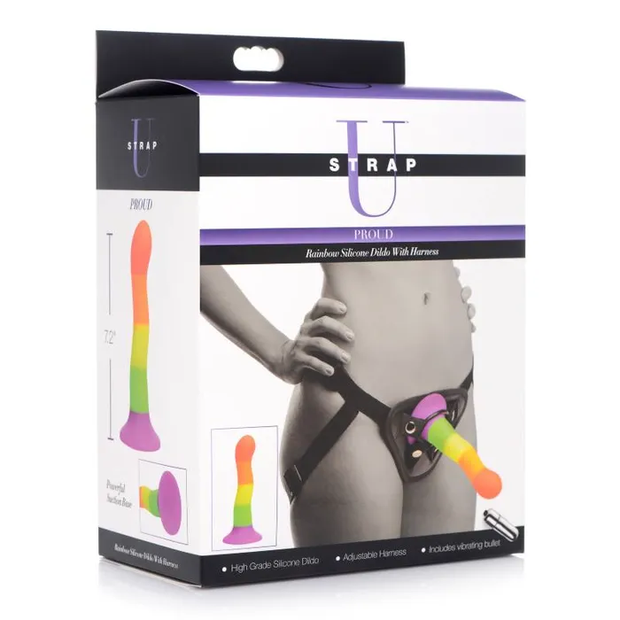 Female Sex Toys XR Brands StrapU Proud Rainbow Dildo