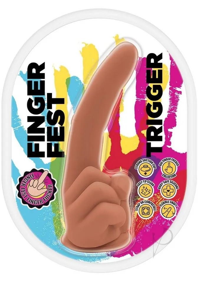 Finger Fest Female Sex Toys Finger Fest Trigger Silicone Dildo Caramel