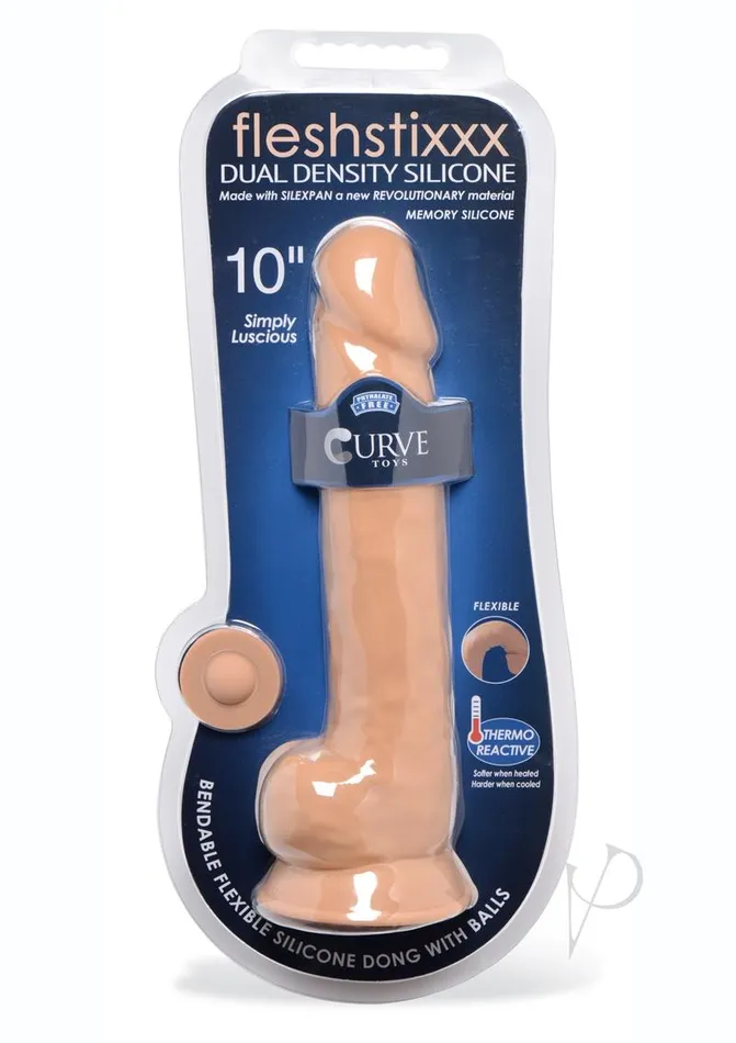 Fleshstixxx Dual Density Silicone Bendable Dong with Balls 10in Caramel Flesh Stixxx Dildos Fleshstixxx Dual Density Silicone Bendable Dong with Balls 10in Caramel Flesh Stixxx Dildos