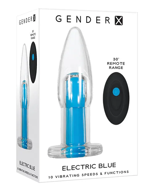 Gender X Female Sex Toys Gender X Electric Blue Silicone Rechargeable Vibrator with Remote Control Clear Blue
