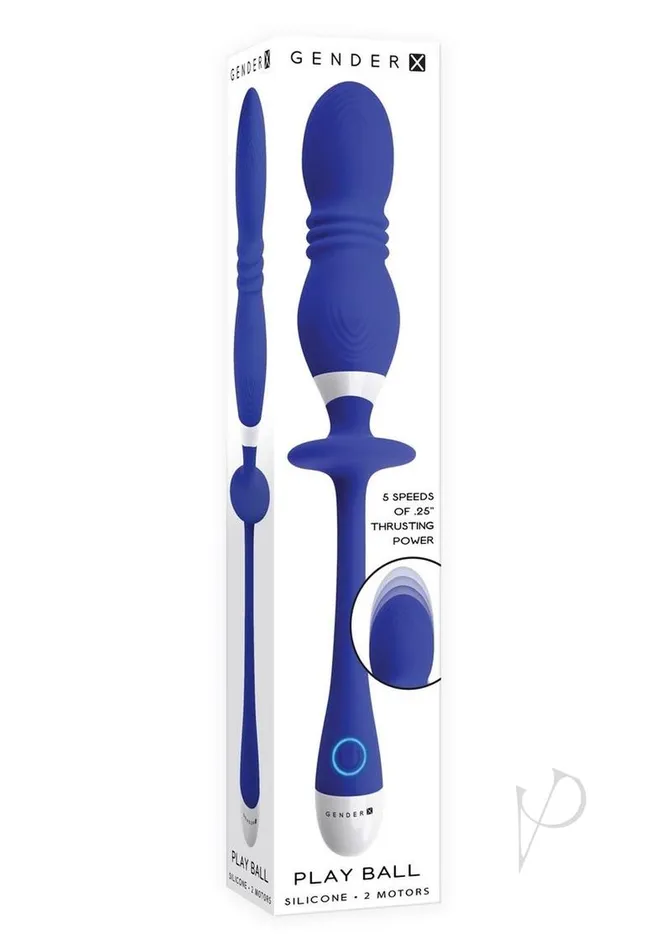Gender X Play Ball Rechargeable Silicone Thrusting Probe Blue Gender X Anal