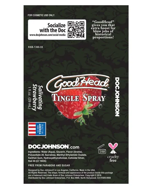 Good Head Vibrators GoodHead Tingle Spray Salivating Strawberry 1oz Good Head Vibrators GoodHead Tingle Spray Salivating Strawberry 1oz