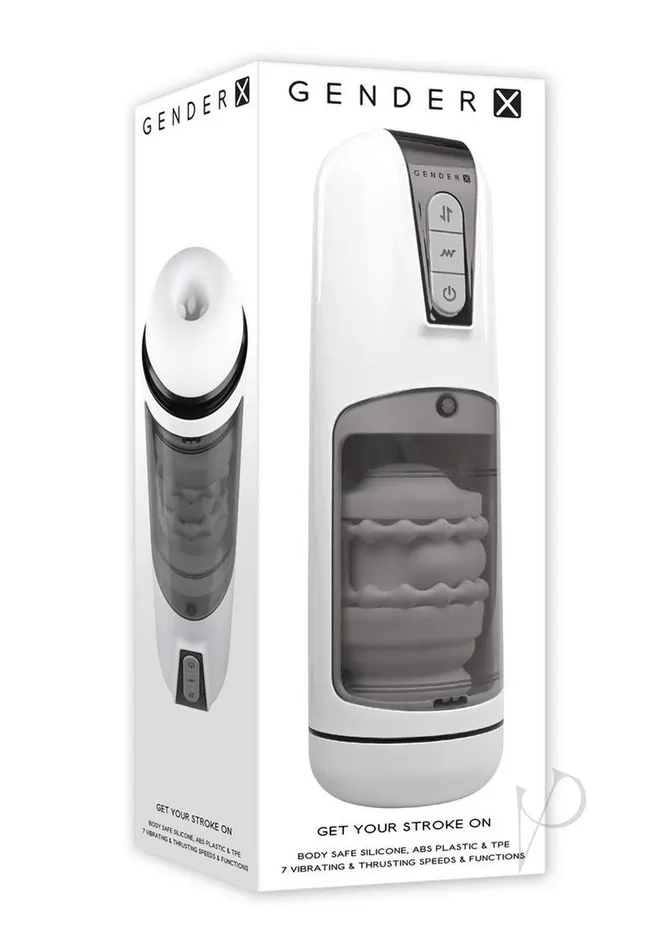 GX Get Your Stroke On Rechargeable Silicone Thrusting Stroker White Gender X Female Sex Toys GX Get Your Stroke On Rechargeable Silicone Thrusting Stroker White Gender X Female Sex Toys