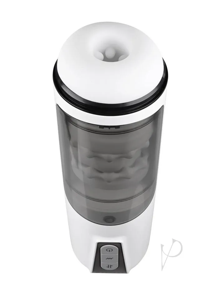 GX Get Your Stroke On Rechargeable Silicone Thrusting Stroker White Gender X Female Sex Toys