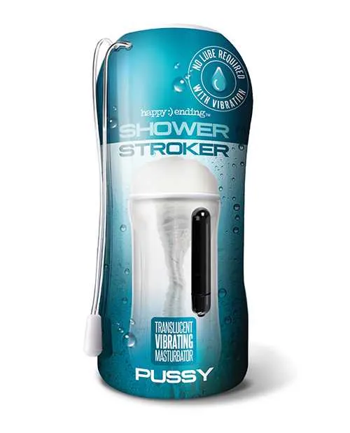 Happy Ending Male Sex Toys Shower Stroker Vibrating Pussy Clear