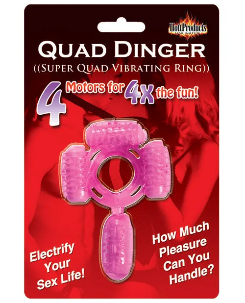 Hott Products Male Sex Toys Humm Dinger Super Quad Vibrating Cock Ring Magenta