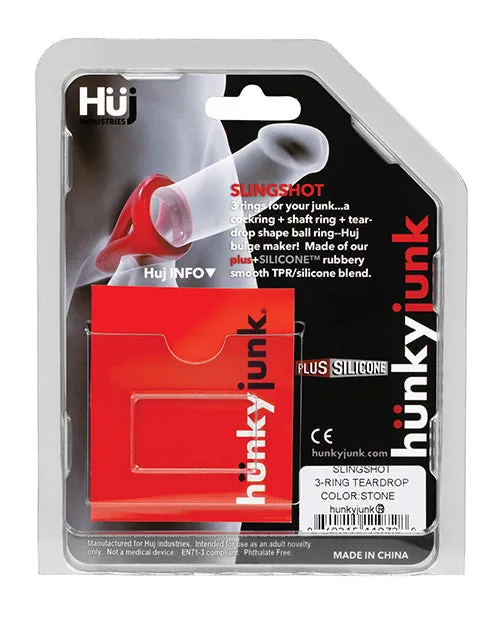 Hunkyjunk Slingshot Silicone 3 Ring Teardrop Cock Ring Black Hunkyjunk Male Sex Toys