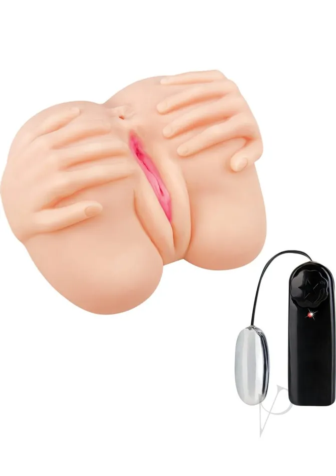 Hustler Toys Male Sex Toys Hustler Vibrating Spread From Behind Pussy and Ass with Bullet and Wired Remote Control Vanilla