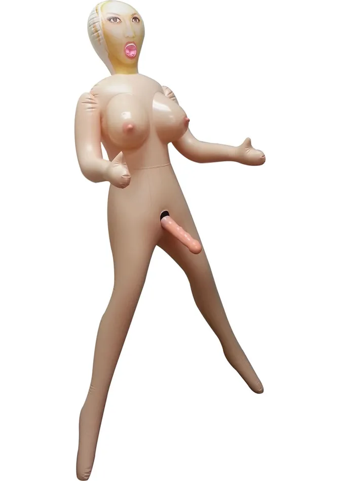 I Am Angie Vibrating Inflatable Love Doll with Vibrating Dildo 7in Vanilla Nasstoys Male Sex Toys