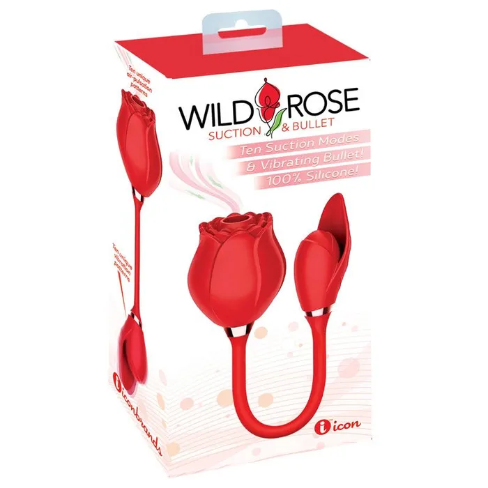 Icon Brands Wild Rose Suction Bullet Vibrator Female Sex Toys