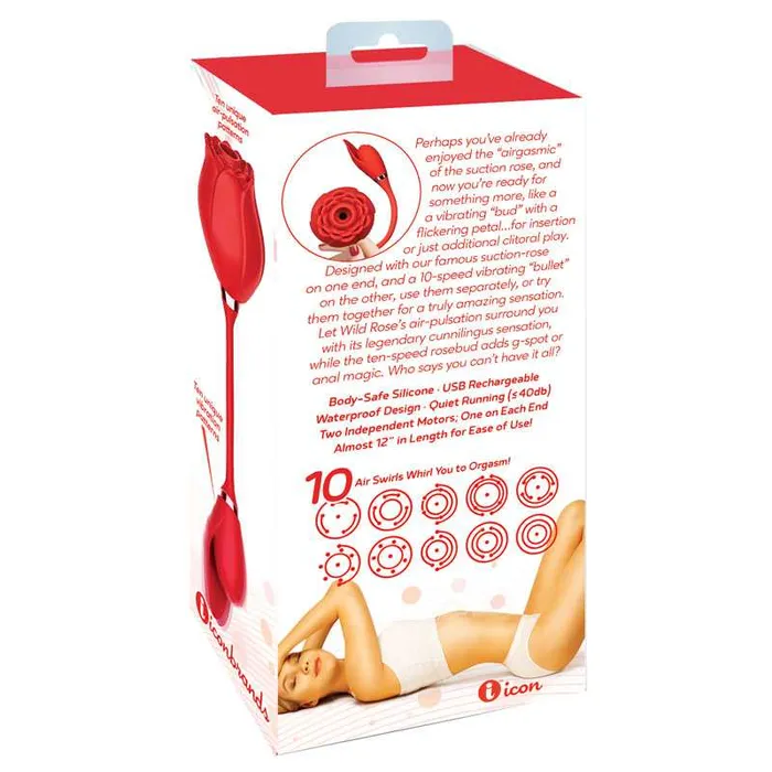 Icon Brands Wild Rose Suction Bullet Vibrator Female Sex Toys