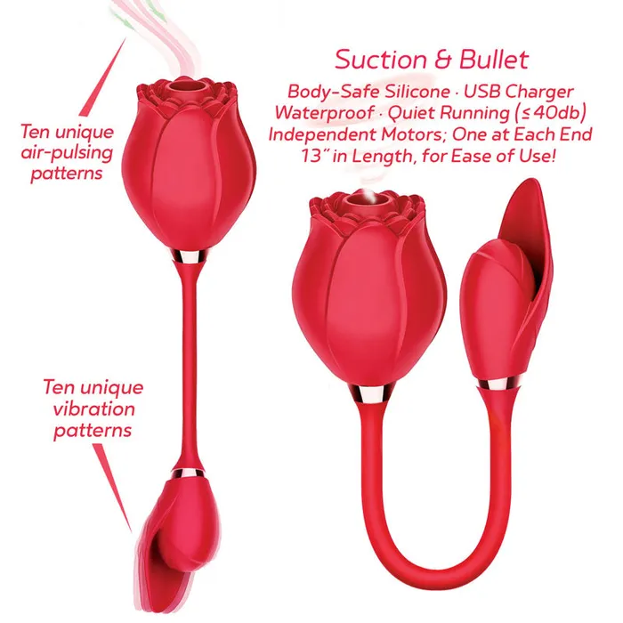 Icon Brands Wild Rose Suction Bullet Vibrator Female Sex Toys