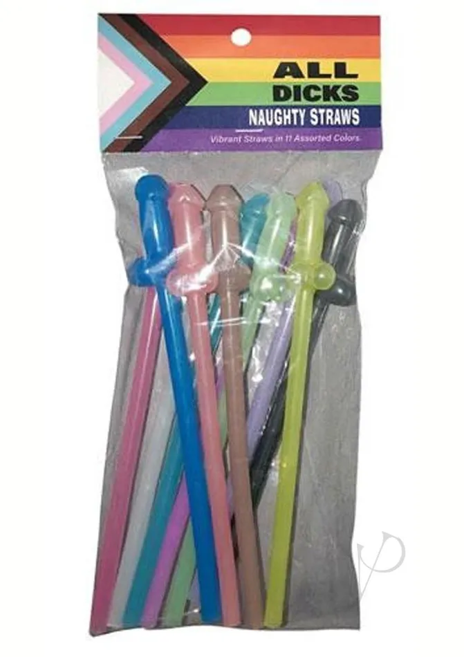 Kheper Games Vibrators All Dicks Naughty Straws 11 per pack Rainbow