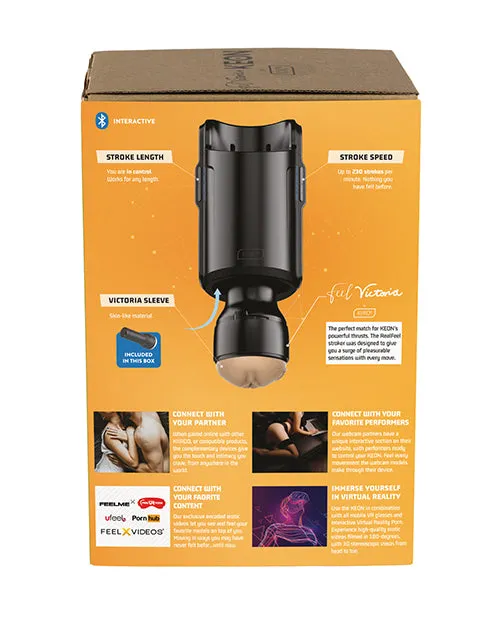 Kiiroo Keon and Feel Victoria Interactive Masturbator Combo Set Pussy BlackVanilla Kiiroo Male Sex Toys